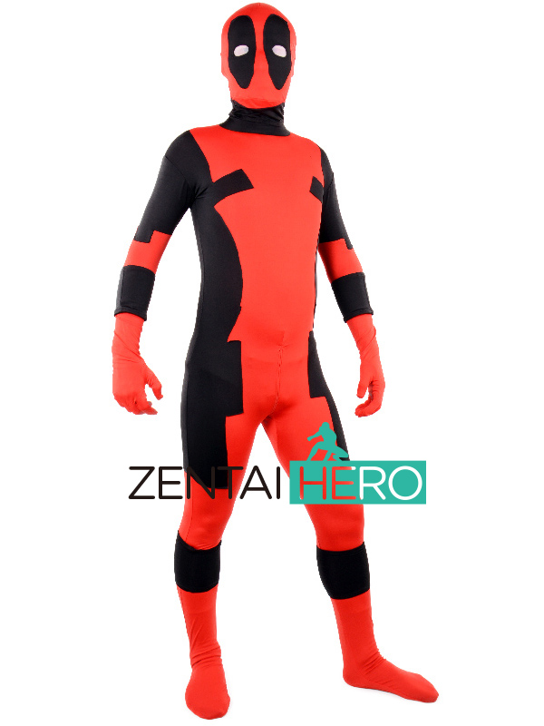 New Red & Black Deadpool Lycra Superhero Costume