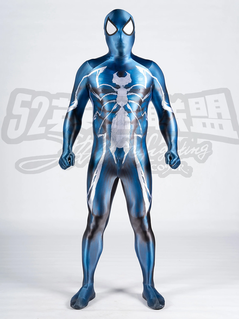 Shiny Satin Printed Blue Venom Spider Cosplay Costume Shiny Satin Printed Blue Venom Spider Cosplay Costume