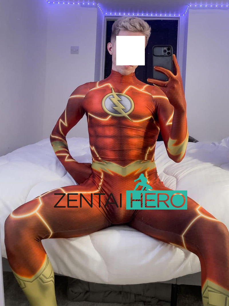 Sexy Gay Suit New 52 Flash Man Cosplay Costume No Hood